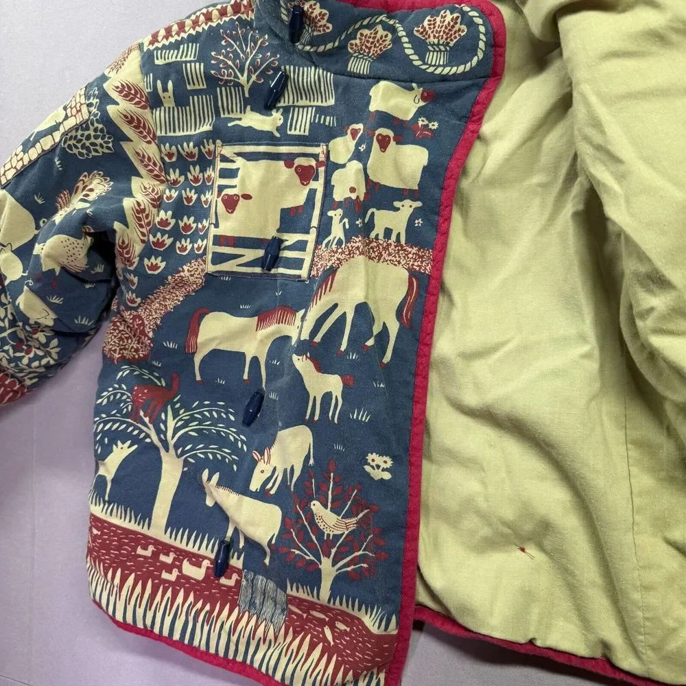 Asian Jacket Kids S/M Cows Horses Quilted Imperial Tang Chinese‎ Toggle Button